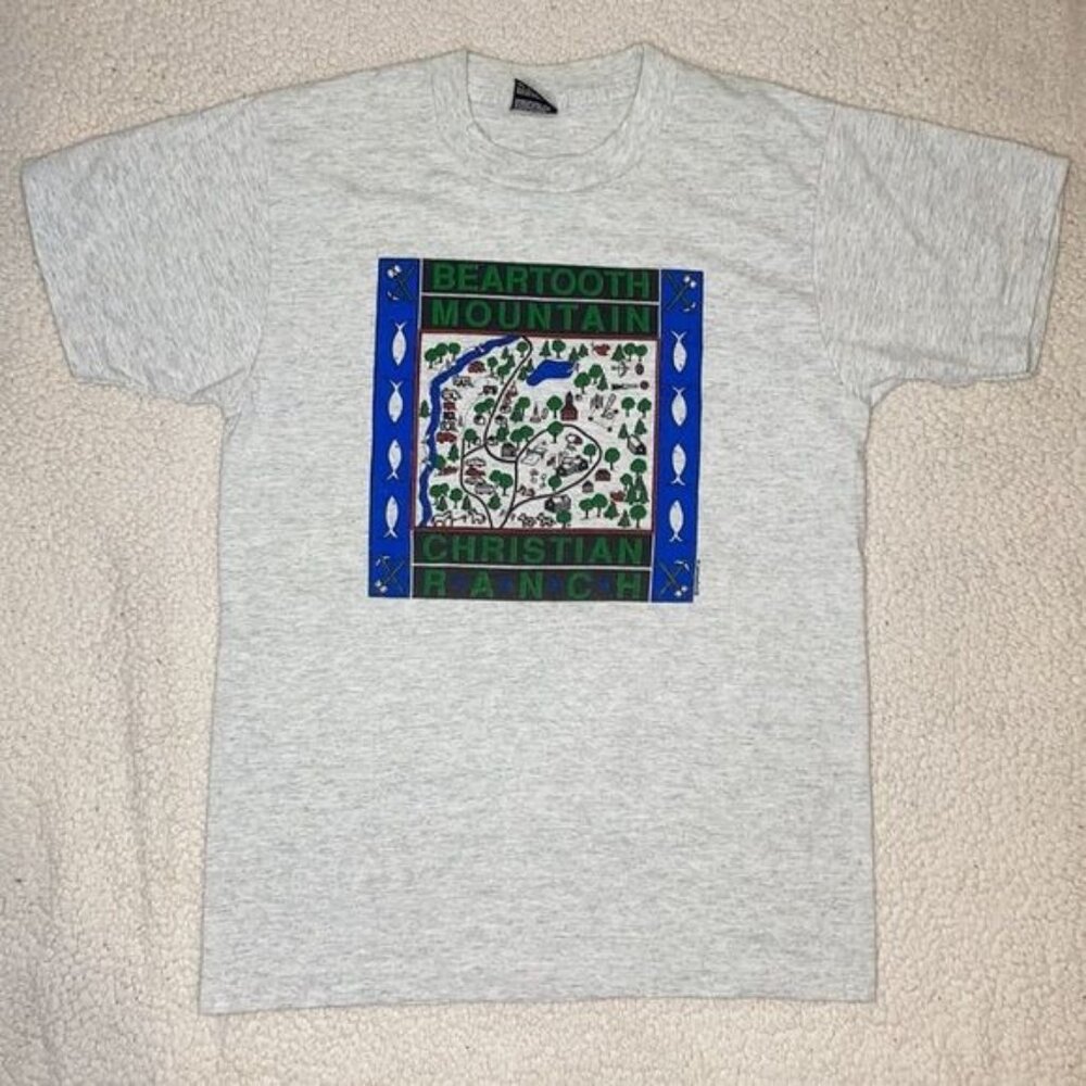 Vintage Beartooth Mountain Christian Ranch Single Stitch Graphic Tee: Medium